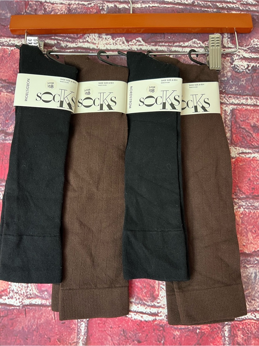 Nordstrom MicroModal Trouser Socks Lot of 4 Black Chocolate Brown NWT